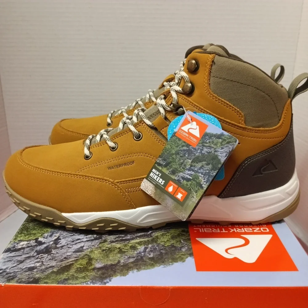 Ozark Trail Mens Size 13 Sport Hiker Shoes Waterproof Hiking Boots Wheat Leather